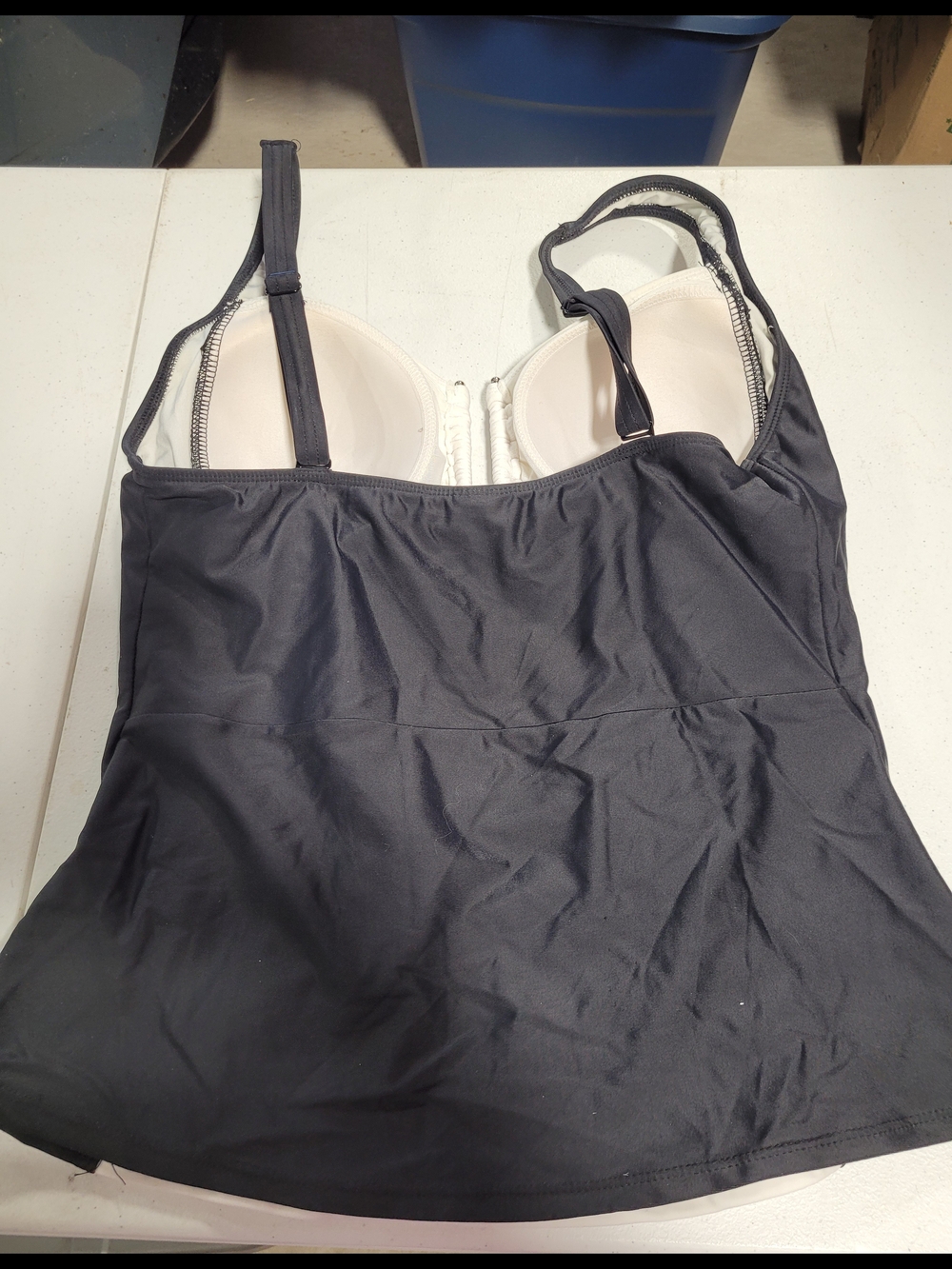 VENUS White and Black One-Piece Swim Top with Side Panels - Picture 3 of 4